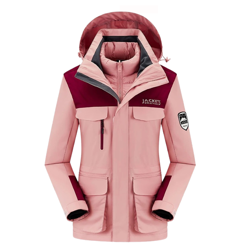 JACKETS – Hochwertiges Ski-Jacke und Skihose Set - Rosa - Weiß