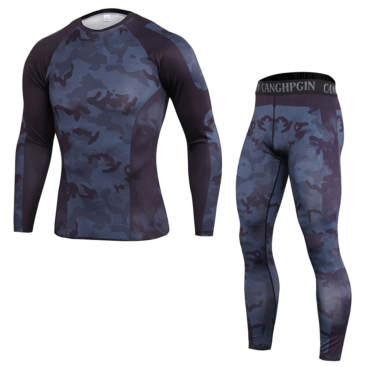CAILAOBAN - Premium Thermo-Unterwäsche - Blau - Grau getarnt