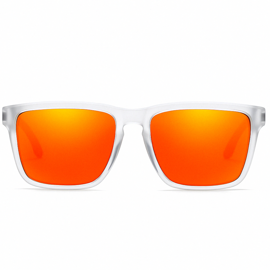 KDEAM Pro Serie | Polarisierte Gläser & Anti-Kratz-Technologie – Orange Glas – Transparenter Gestell