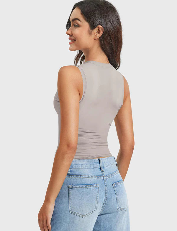DYVA - Crop top mit Mock Neck - Silbergrau