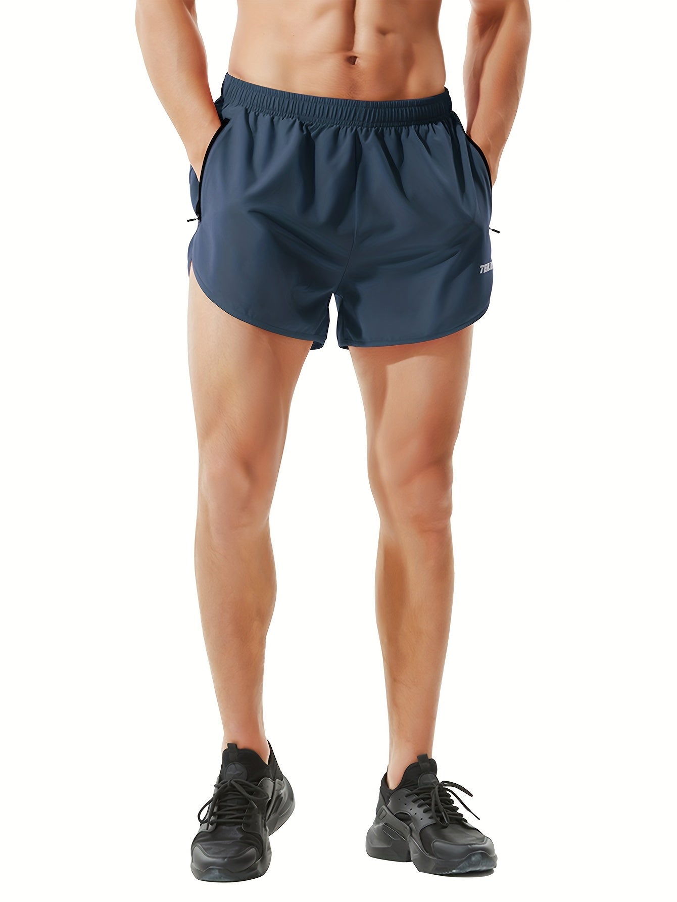 LUCIAN – Schnell trocknende Fitness-Shorts für Herren mit Taschen - Marineblau